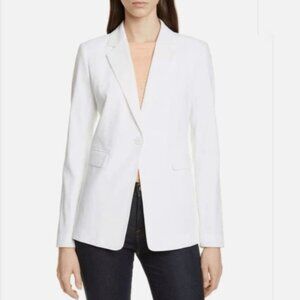 Nordstrom Signature Linen Blazer Size XL White One Button Office Jacket Pockets
